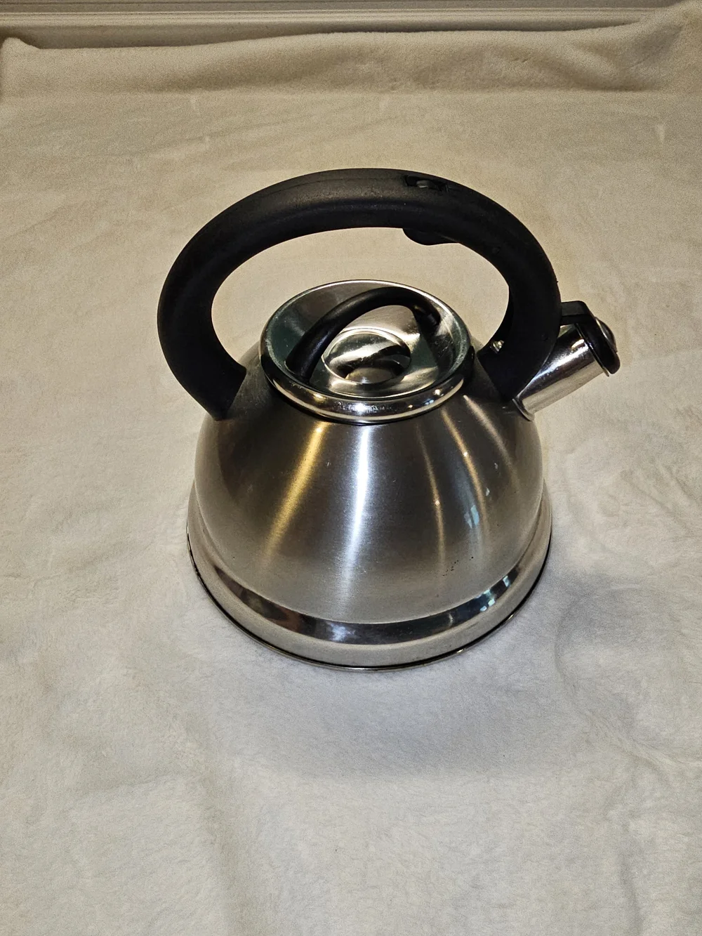 Polder Retro Stainless Steel Whistling Tea Kettle with Black Handle